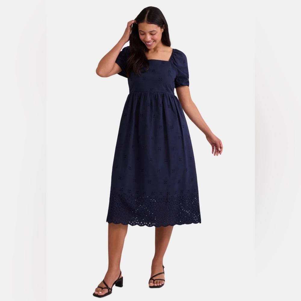 Time and Tru Navy Blue Eyelet Dress Women’s Size Small